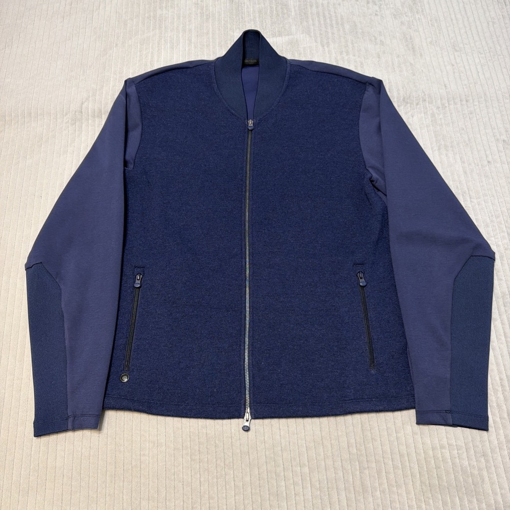 Greyson Mens Blue Classic Lightweight Travel Tecno Knit Bomber Jacket Size L